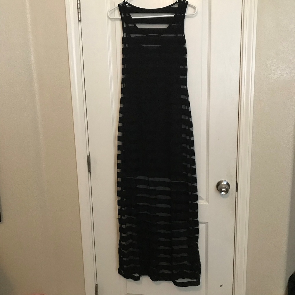 Striped black sheer Foreign Exchange Maxi dress